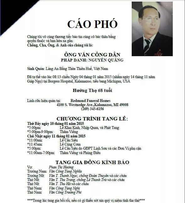 Tin buồn_ông Văn Công Dân